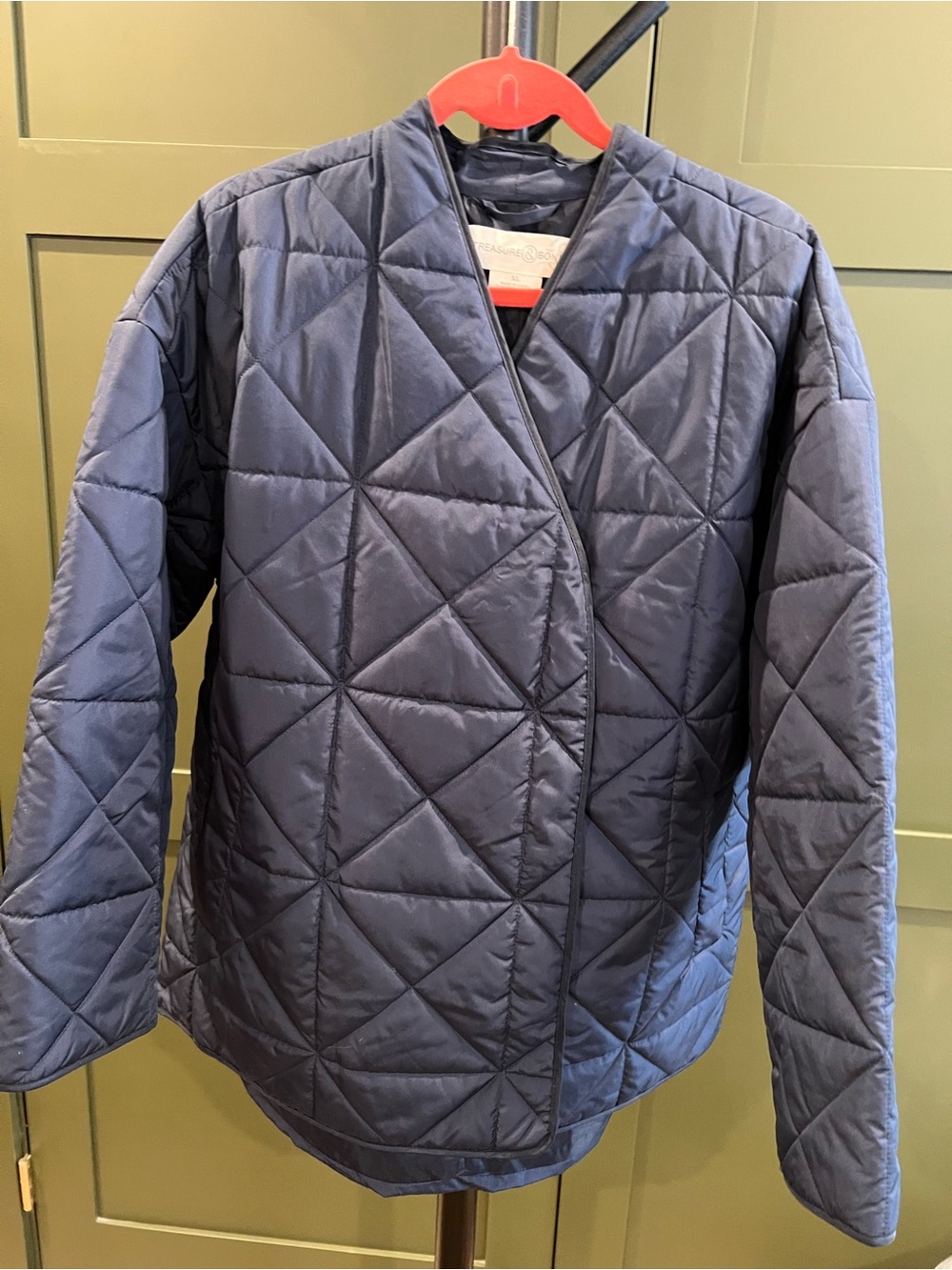Treasure & Bond Quilted Navy Diamond-Pane Jacket
